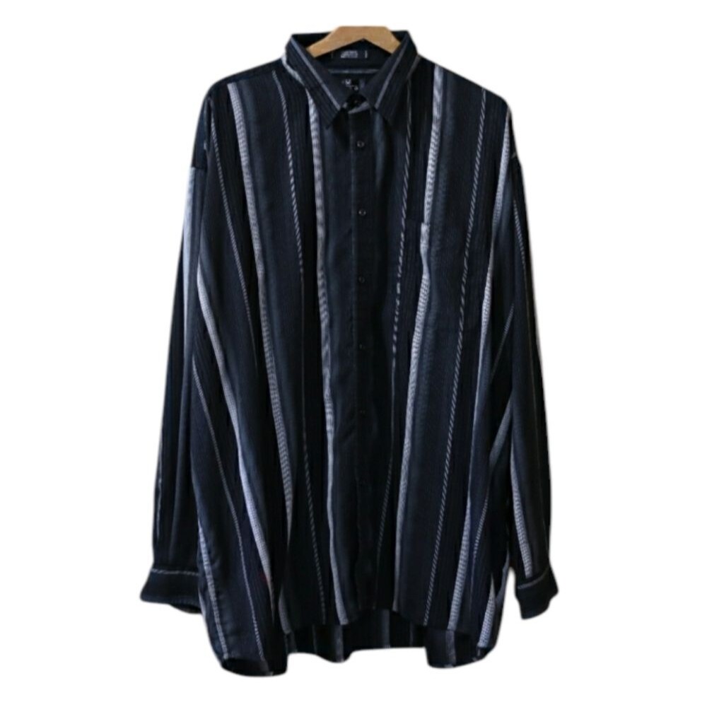 Entro Black and Gray Casual Button Down Shirt 3XLT